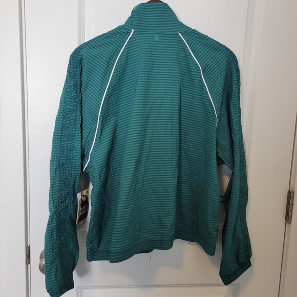 Avia Womens Tennis Jacket Teal Cistern Size XL (16-18) Rutch Sleeves NWT Stripes - Picture 2 of 6
